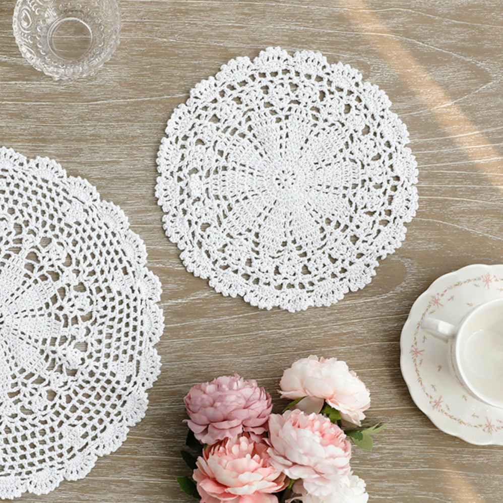 보덴 크로쉐 원형 뜨개 매트 테이블보 S