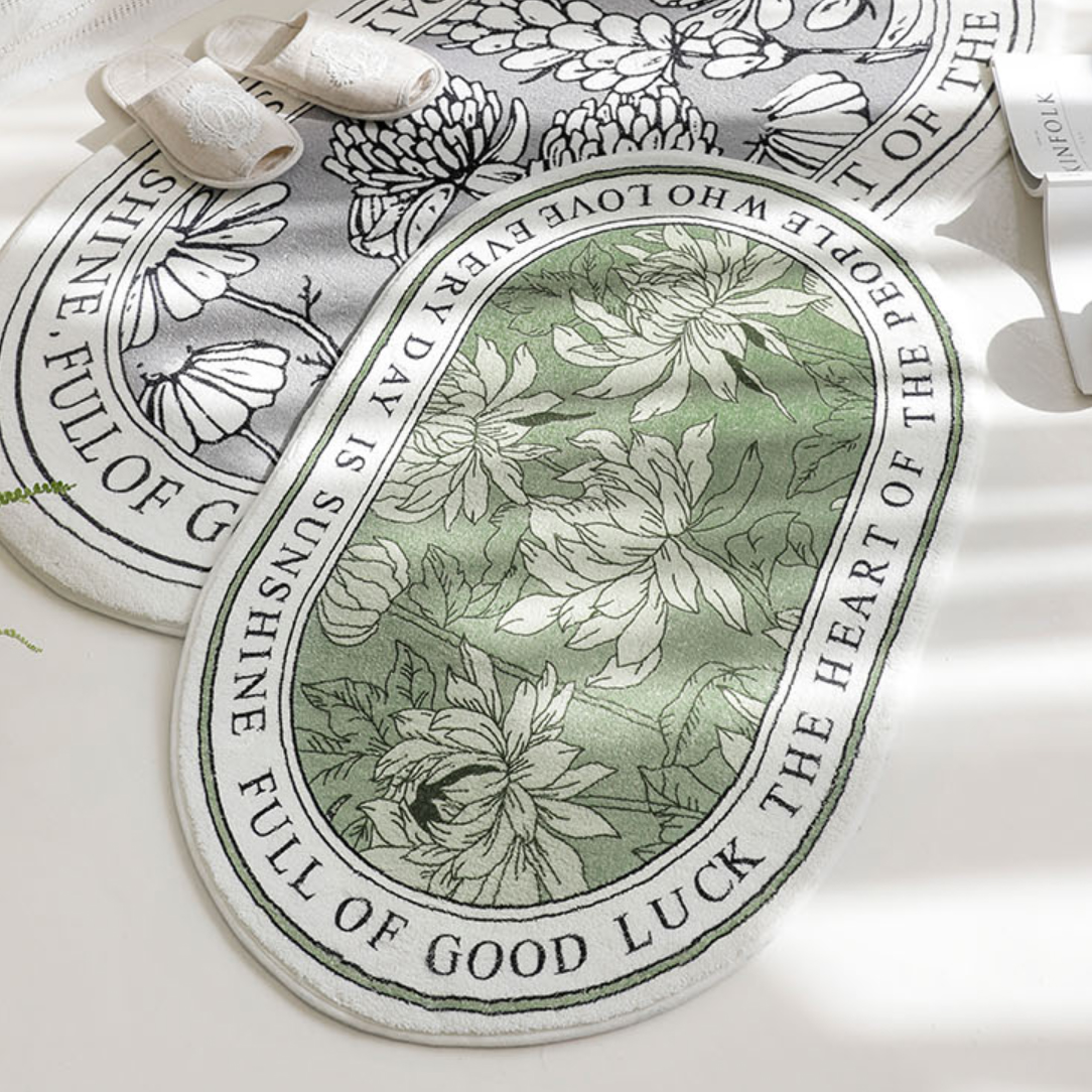 르블랑 북유럽 극세사 발매트 욕실 화장실 주방 싱크대 타원형 매트 러그 40x60cm