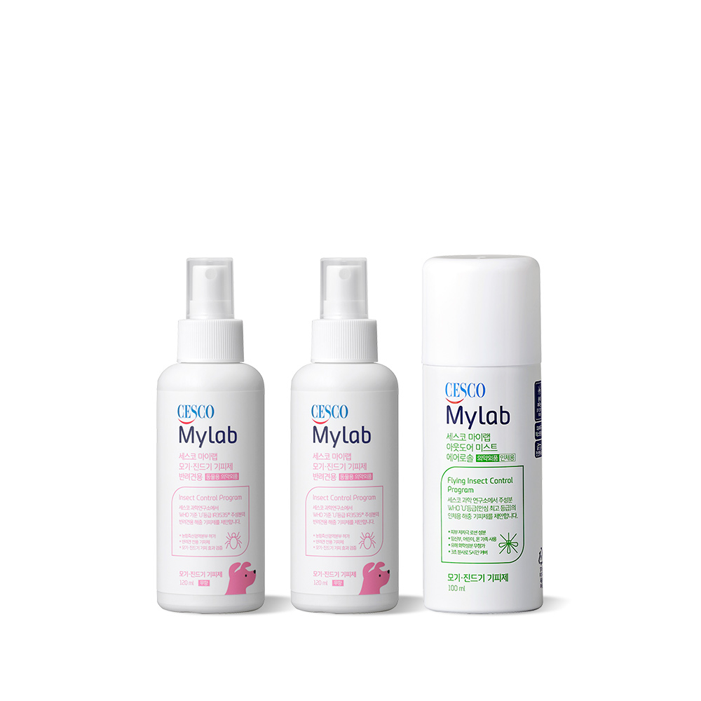 세스코 마이랩 모기 진드기 기피제 반려견용 120 ml x2개 + 아웃도어 미스트 100 ml(인체용) x1개