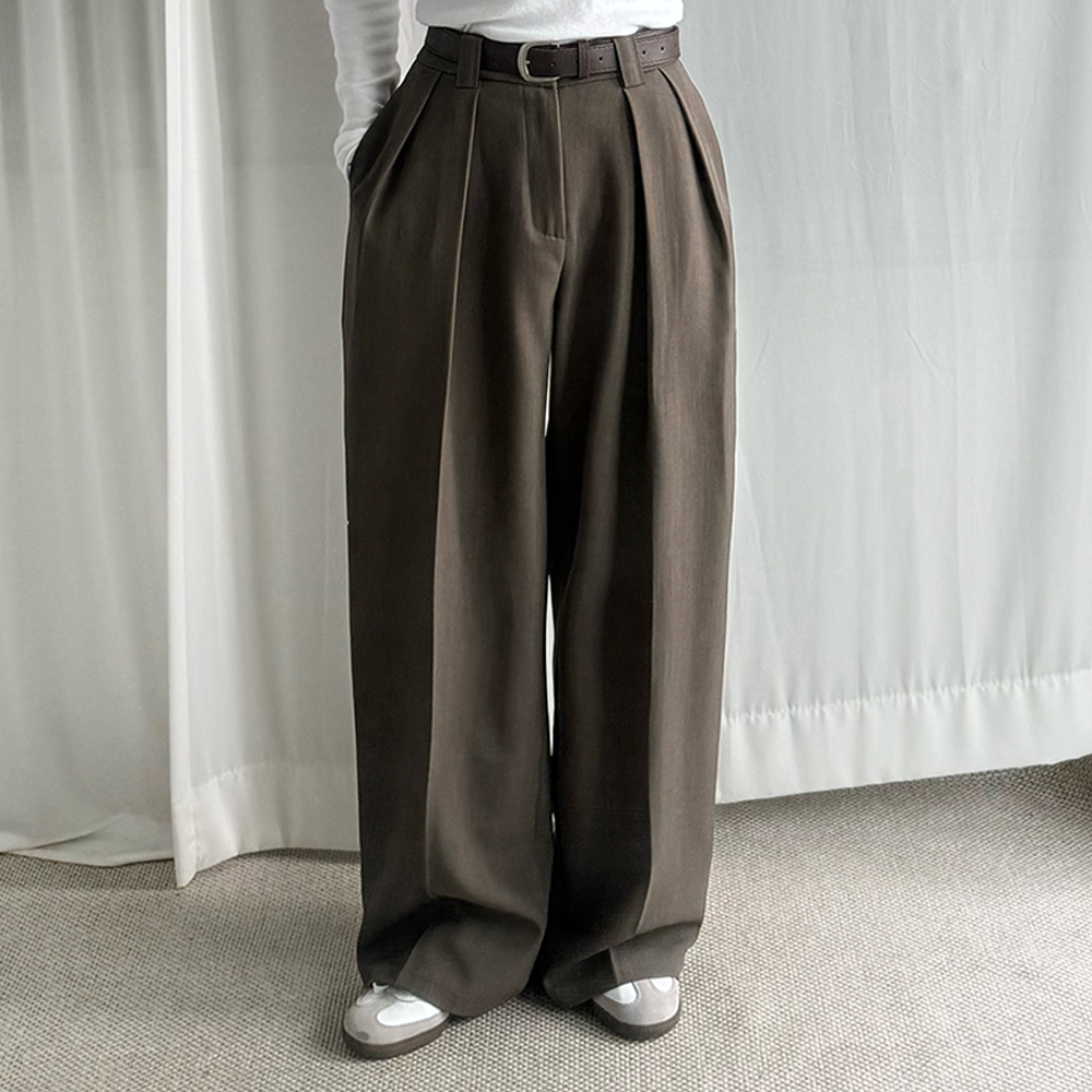 핀턱와이드슬랙스 벨트세트슬랙스 키작녀슬랙스