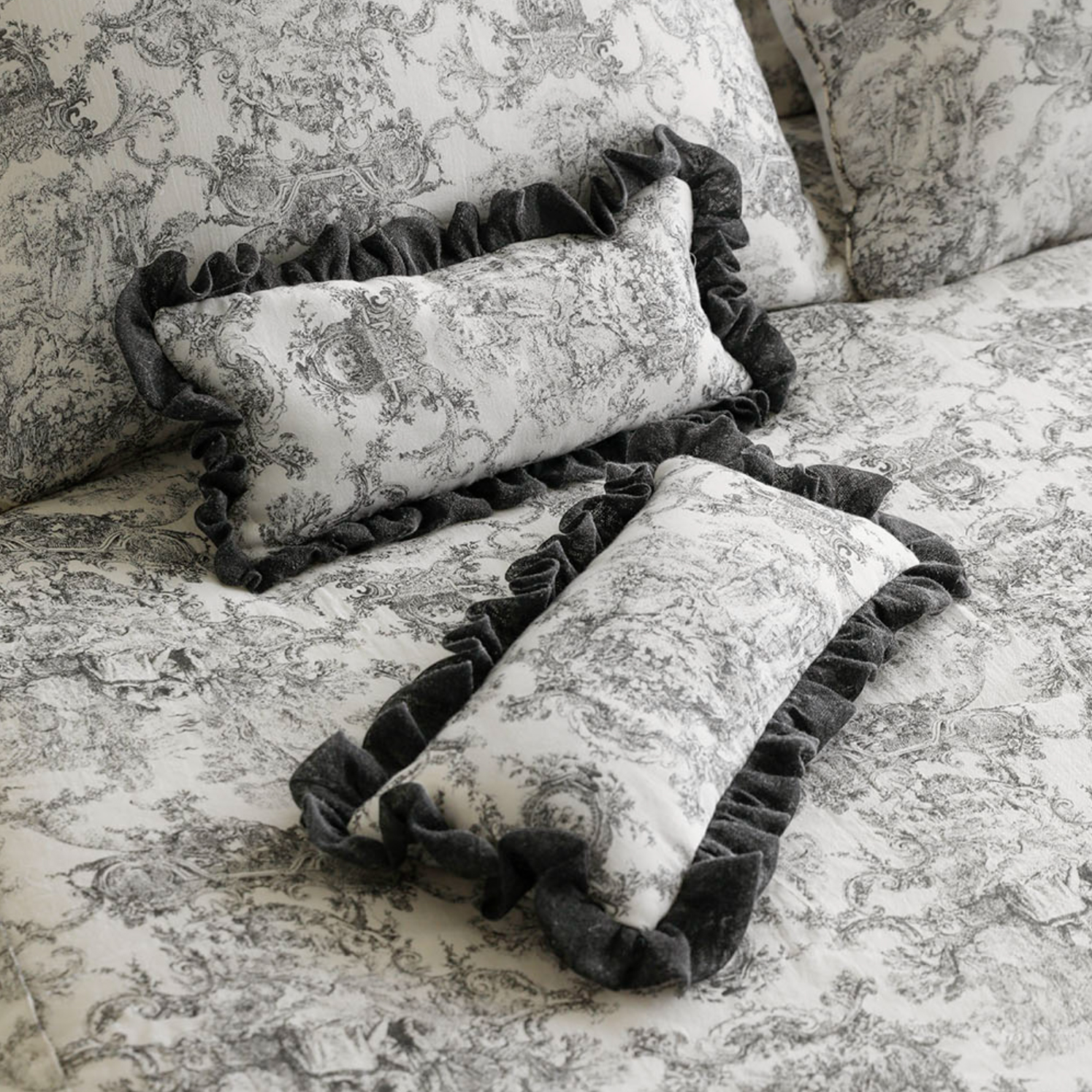 SALE 프렌치 뜨왈 프리미엄 거즈 순면 차렵 베개 간절기 여름 호텔 더블 싱글 이불 침구 쁘띠레이스베개 솜포함