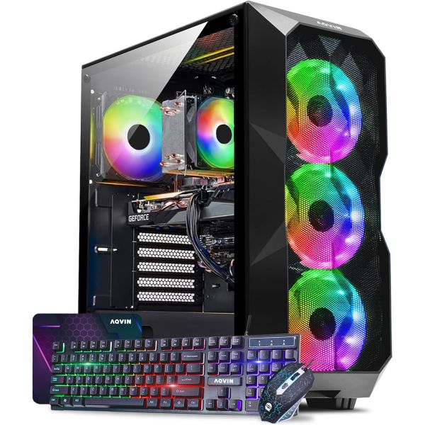 컴퓨터 데스크탑 게이밍 본체 고성능 PC 타워 데스크톱 AQB70 Ryzen 7 프로세서 최대 4.10GHz Radeon RX 580  AQVIN AQB70 / RX 580 8GB... 