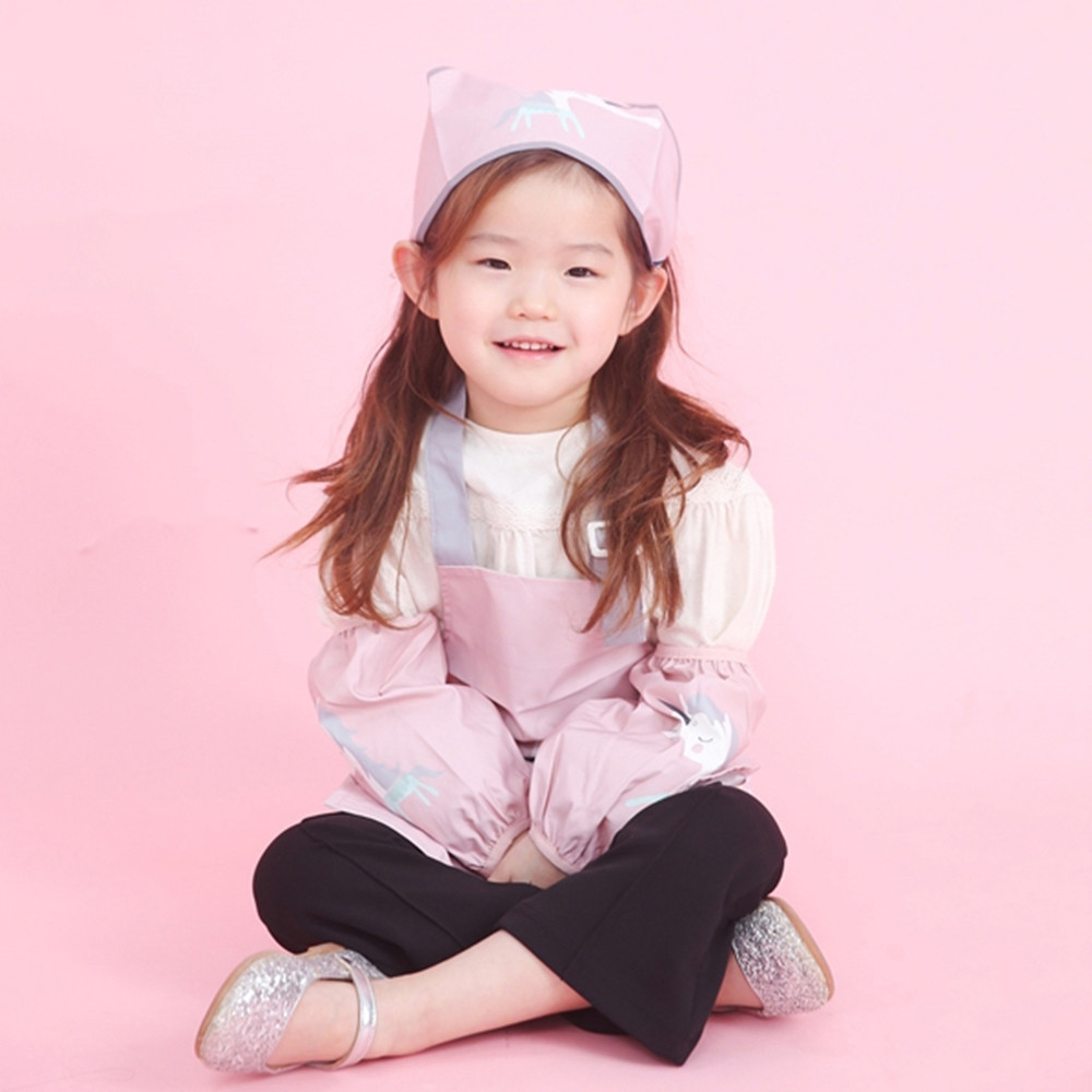 아기앞치마세트 유아 방수 미술가운 두건 팔토시 어린이집 준비물 모래놀이 갯벌체험 - 상세 이미지 2