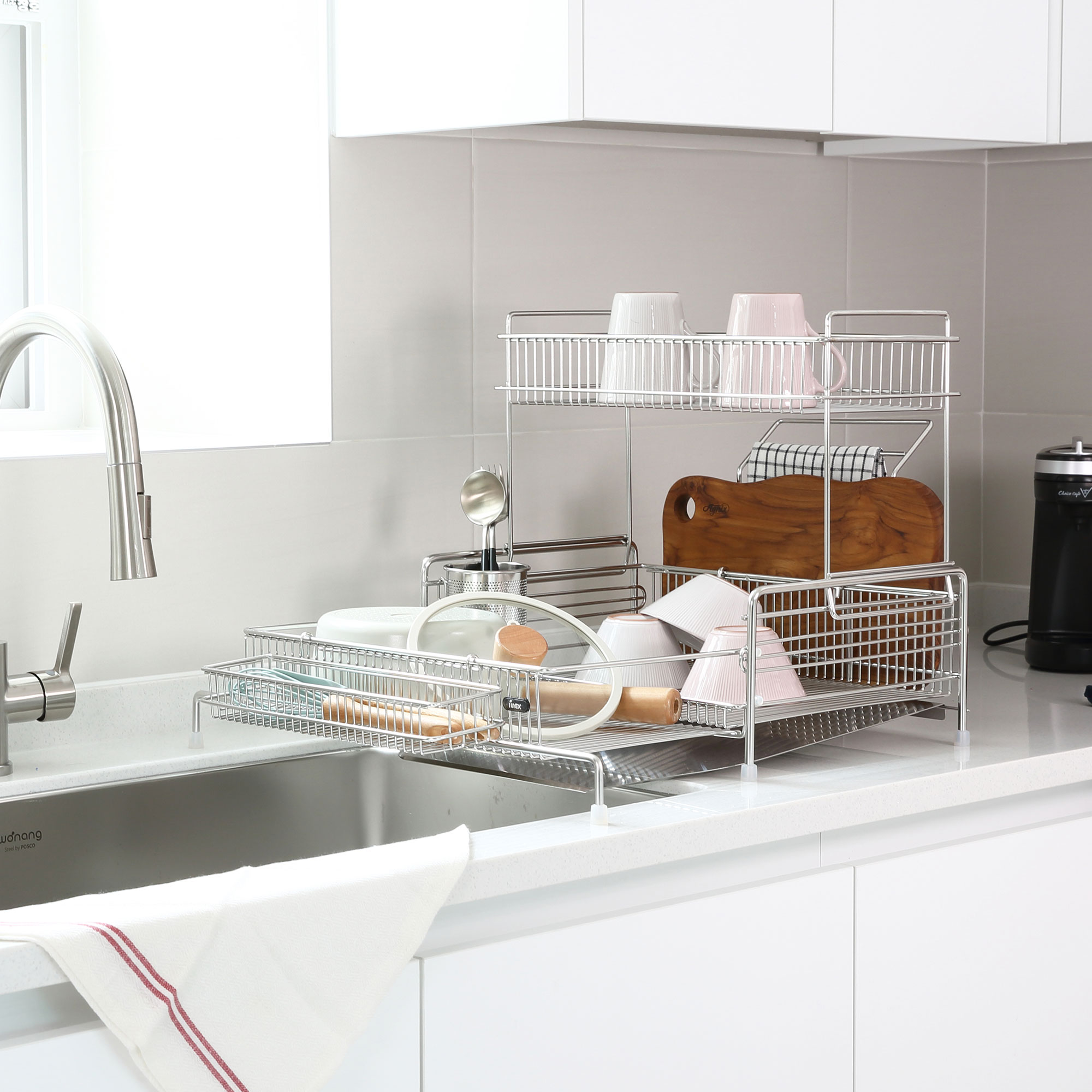 아이넥스 클린엣지 4.0 올스텐 2단 식기건조대 주방 싱크대 그릇 물빠짐 설거지 건조대