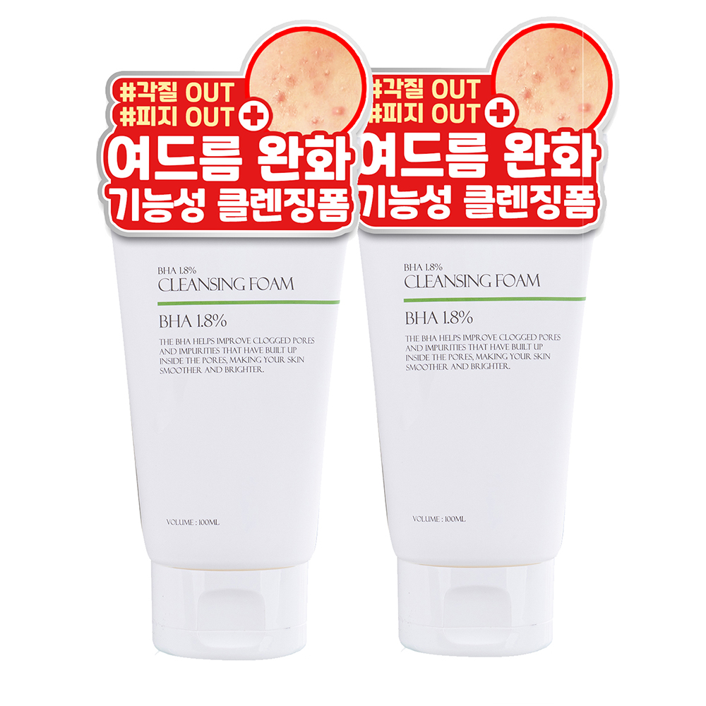 퓨어케이 바하 1.8% 여드름 약알칼리성 폼클렌징 100ml, 2개 - 메인 이미지