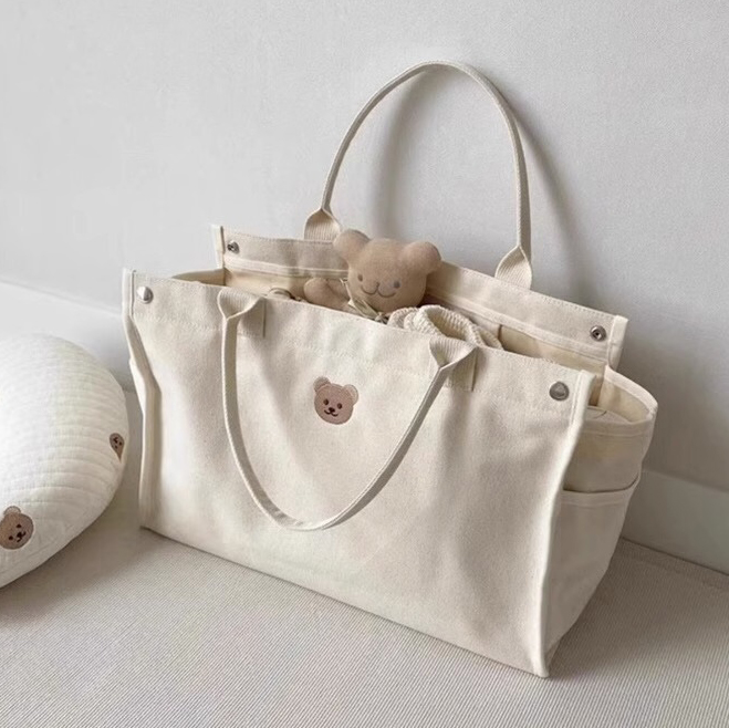 재니쓰홈 캔버스 숄더백 국민 기저귀가방 아이보리 이너백 가벼운 출산가방 유모차정리함