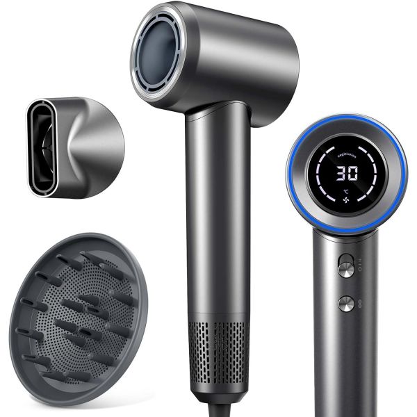 곱슬머리용 확산가 있는 헤어 드라이기 - 110,000RPM 브러시리스 모터 2억 네거티브 Lonic 1600W 전문 블로우 저소음 고속 건조 홈 트래블... 
