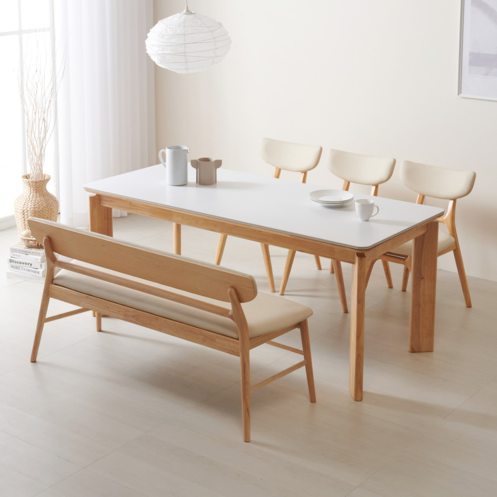 수림 원목 포세린 세라믹식탁 세트 6인용 포쉐린 테이블 단품, 1800mm, 네추럴