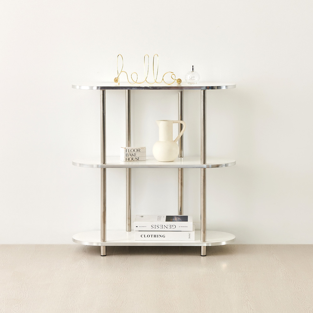 이노센트 블링 미드센츄리 모듈형 조립식 수납 선반장 600, 3단, 화이트+스틸