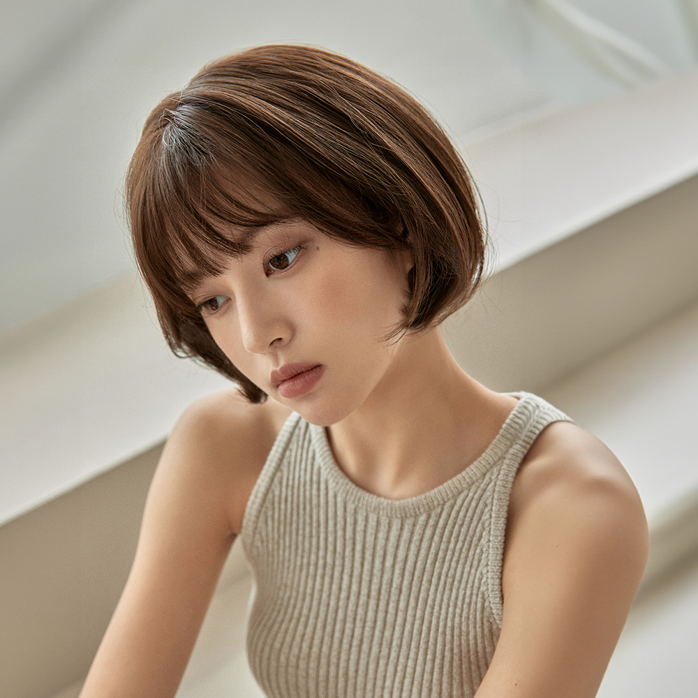 세미수제 통가발 보니펌 한나 자연스러운 똑단발 머리 - 상품 이미지