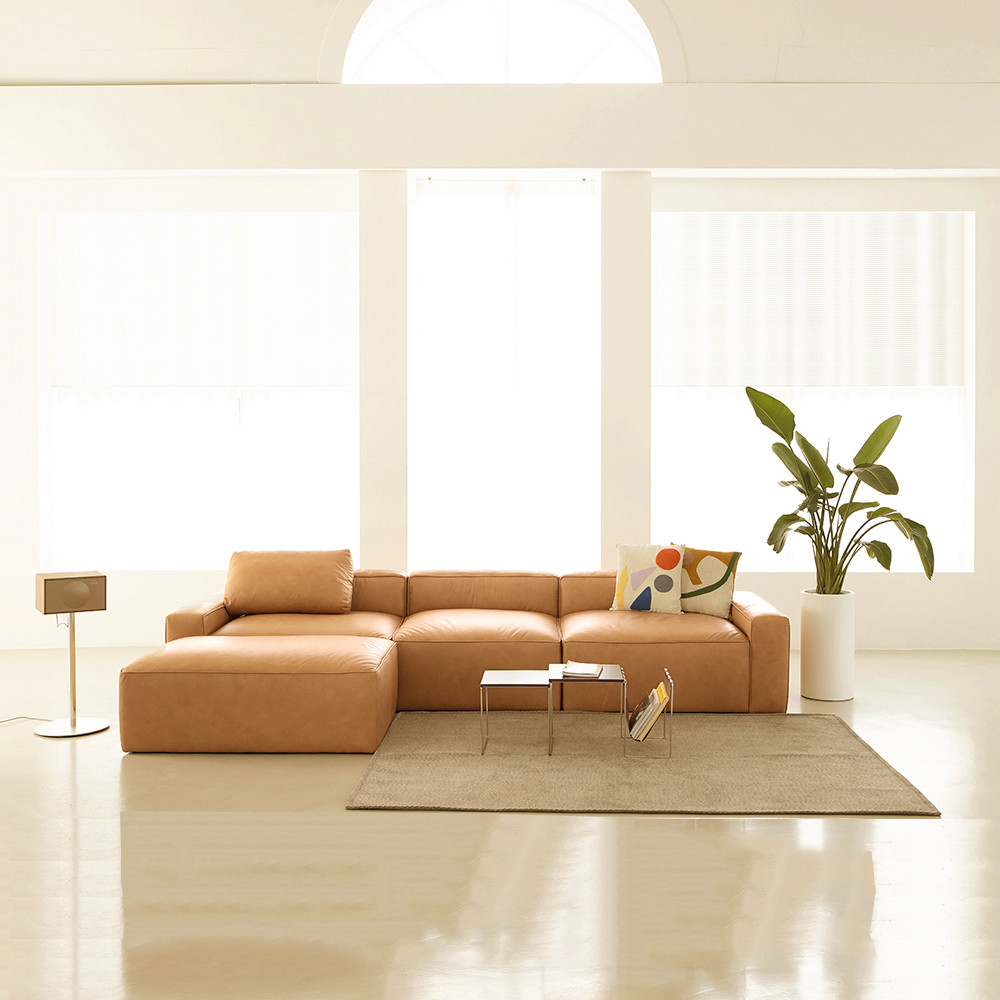 PH1 이태리 내추럴 통가죽 천연면피 소가죽 전체가죽 모듈소파 (모듈 A) 빈티지가죽 블랙 브라운