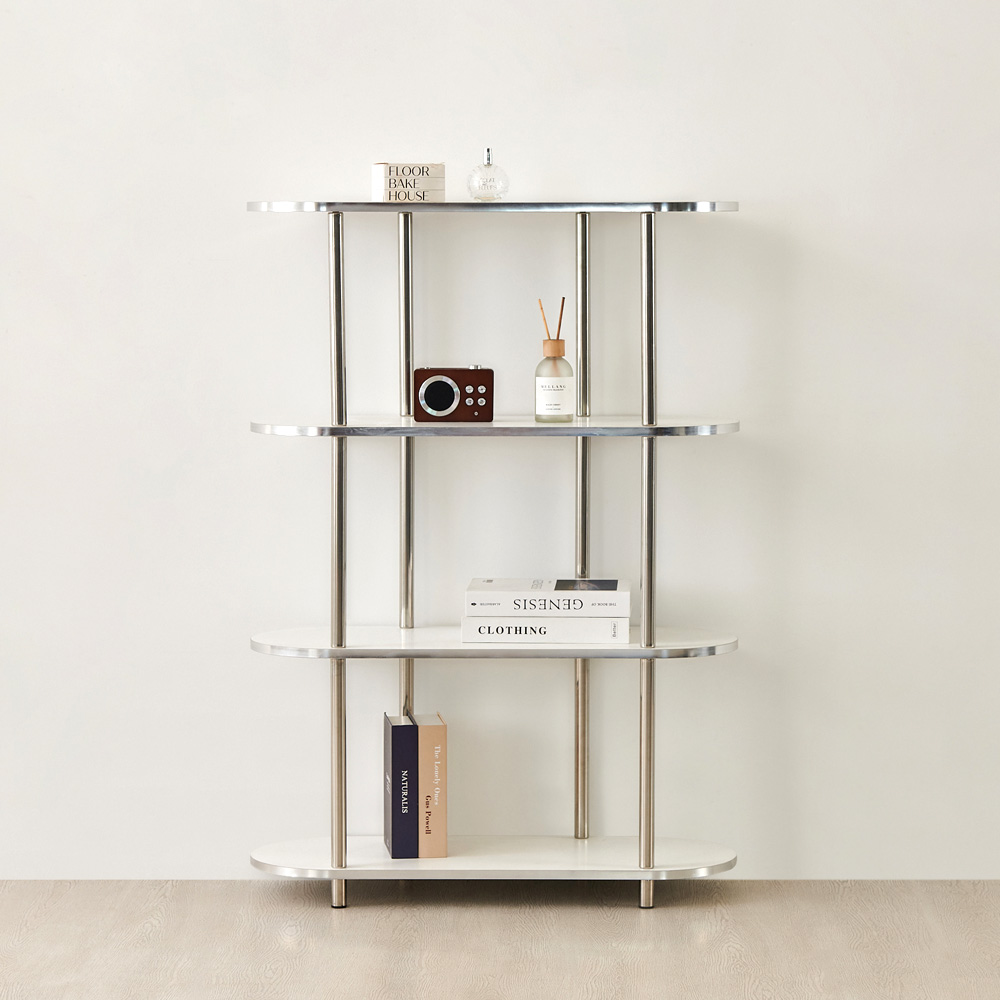 이노센트 블링 미드센츄리 모듈형 조립식 수납 선반장 800, 4단, 화이트+스틸