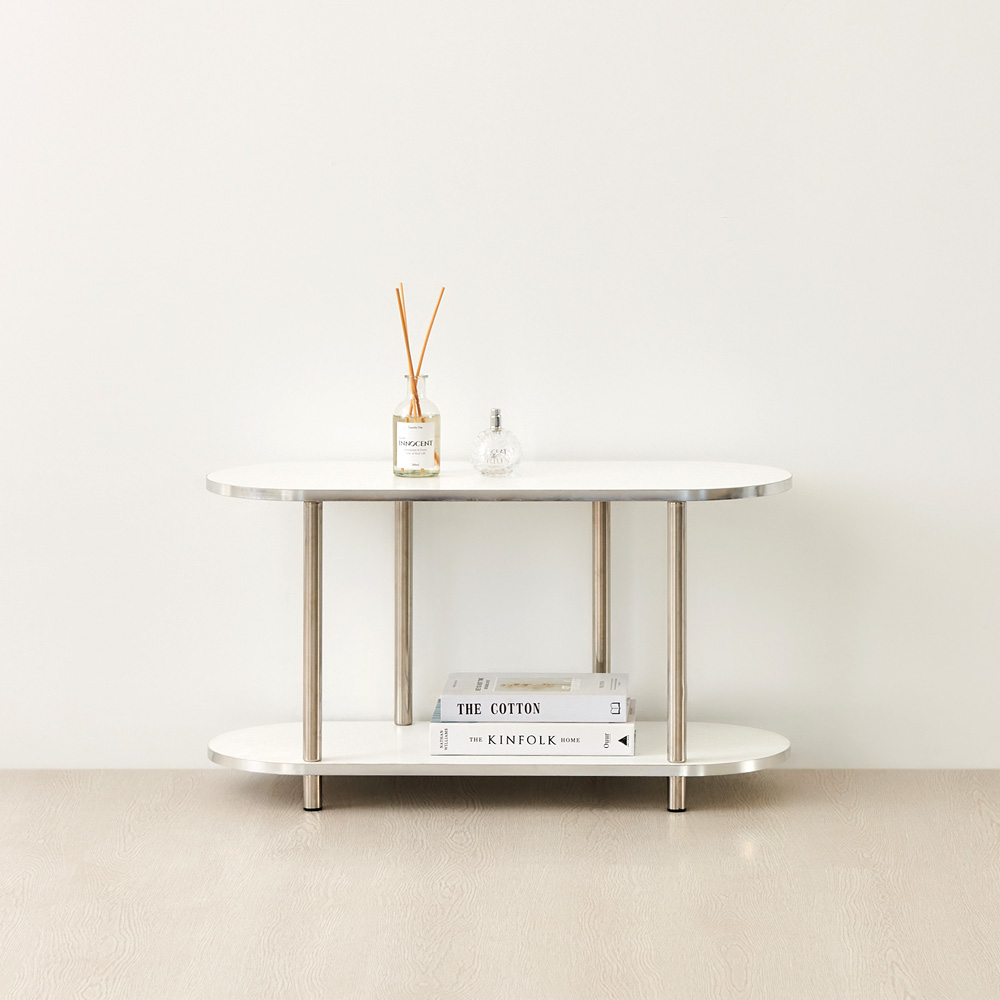 이노센트 블링 미드센츄리 모듈형 조립식 수납 선반장 600, 2단, 화이트+스틸