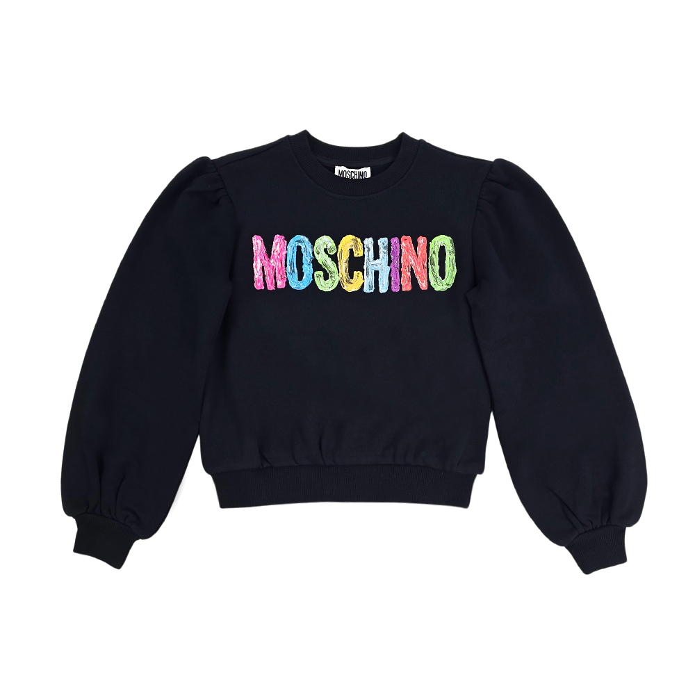 모스키노 키즈 로고 크롭 맨투맨 HDF03J LCA23 60100