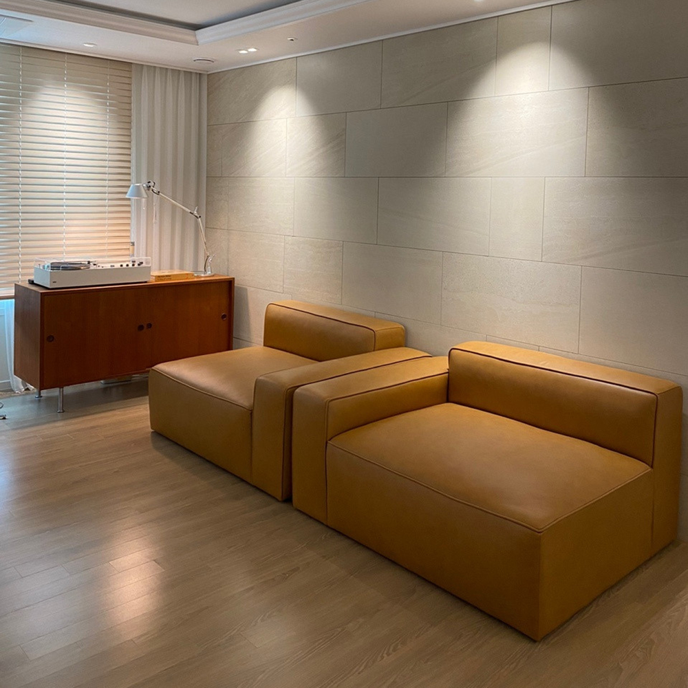 PH1 이태리 내추럴 통가죽 천연면피 소가죽 전체가죽 모듈소파 (모듈 A) 빈티지가죽 블랙 브라운