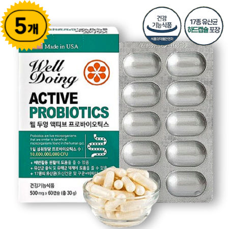 Lifebloom Corp. 웰두잉 액티브 프로바이오틱스 500mg 60캡슐 5개 저포드맵 유산균 민감한 과민성 대장