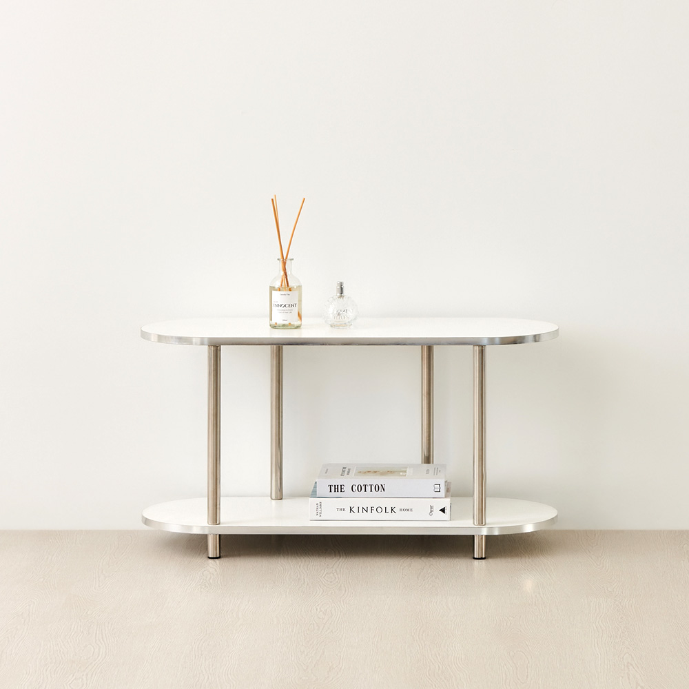 이노센트 블링 미드센츄리 모듈형 조립식 수납 선반장 800, 2단, 화이트+스틸