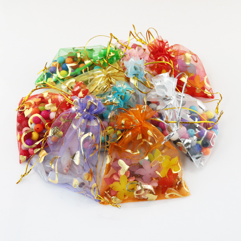 망사주머니 포푸리 20x30cm 선물 포장 하트 복 주머니 - 메인 이미지