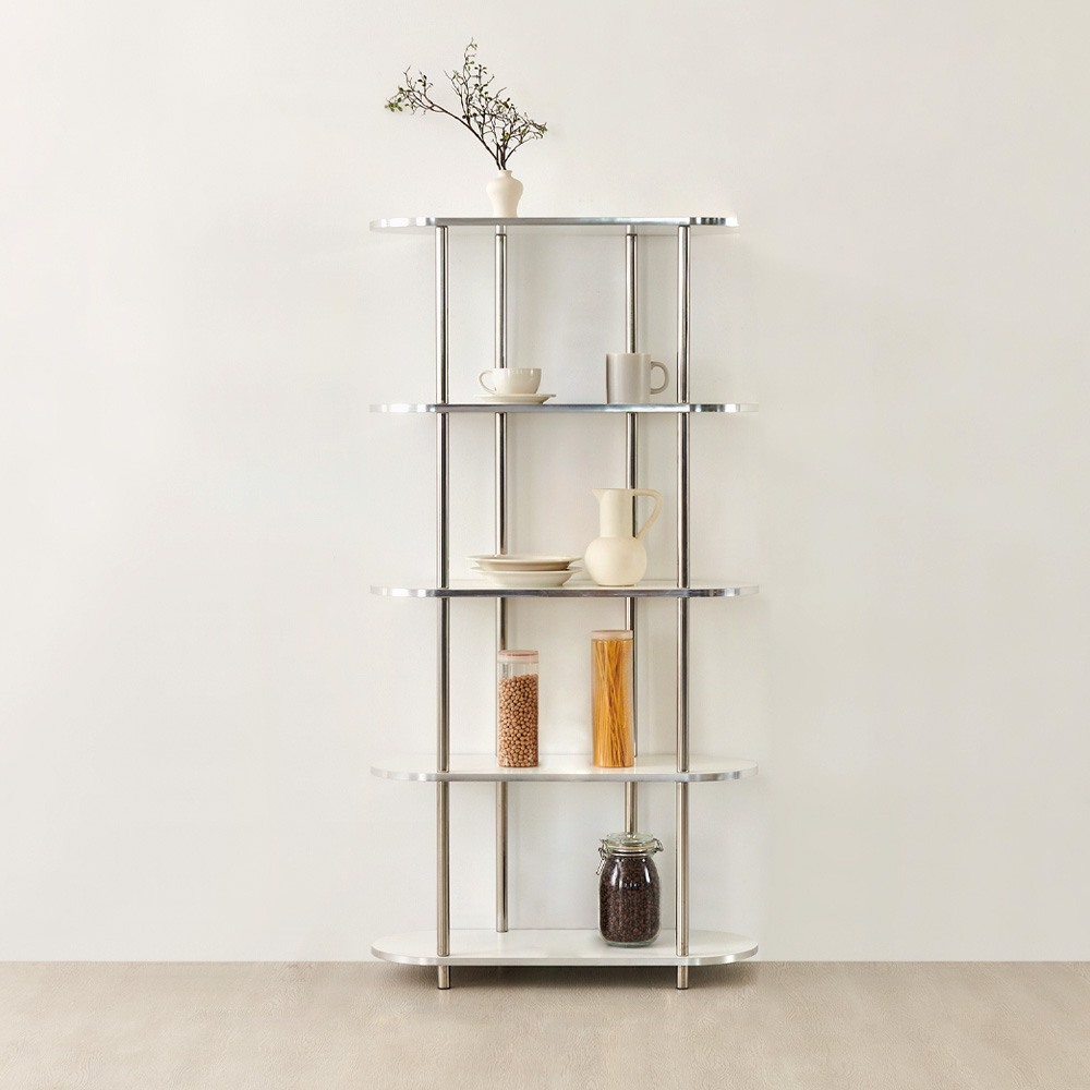 이노센트 블링 미드센츄리 모듈형 조립식 수납 선반장 600, 5단, 화이트+스틸