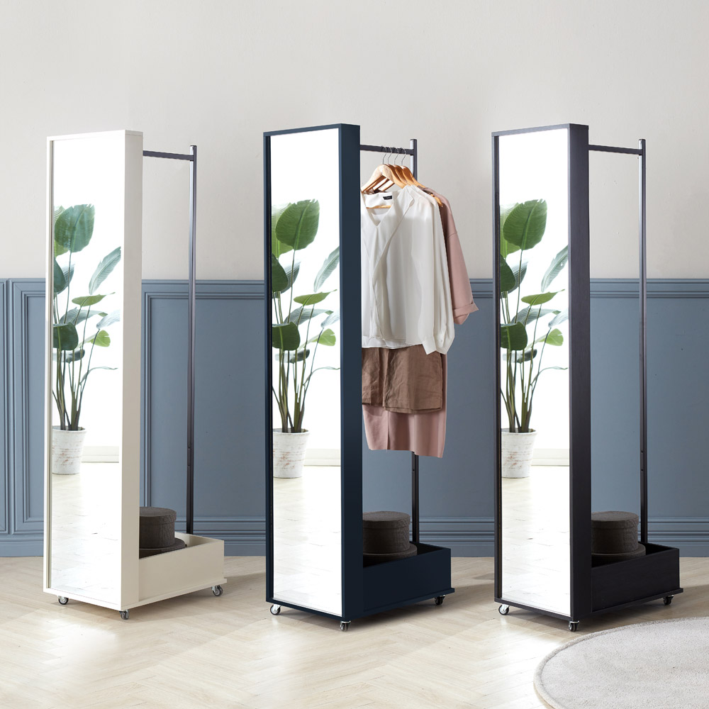 리시스 멀티 이동형 전신거울 행거 1단수납