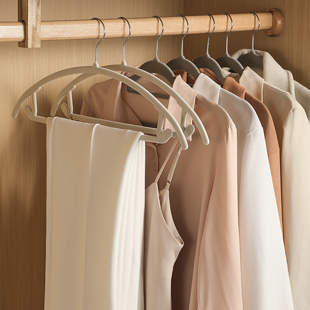 에이비박스 어깨뿔방지 논슬립 라운드 멀티 벨벳 옷걸이 블랙, 10개