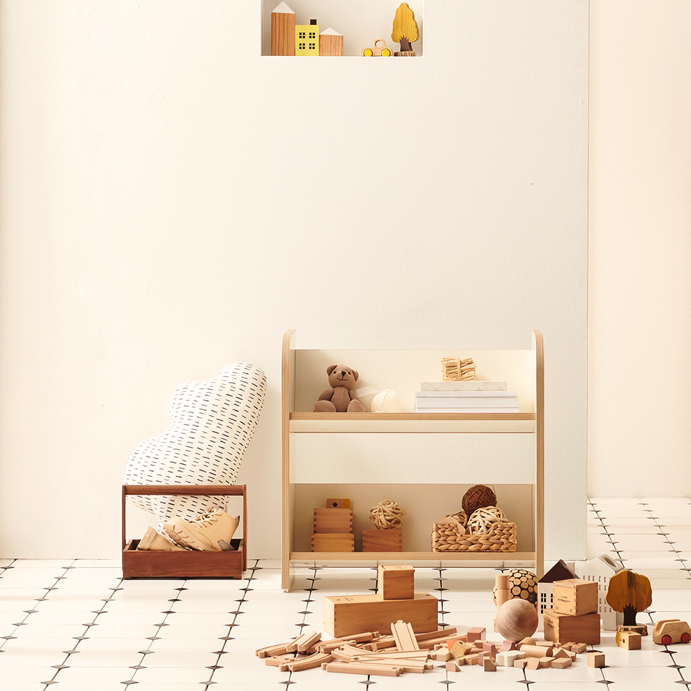 2단 책장 멜로우 전면 책장 교구장 아기 어린이 600x260x580mm, 2단, 아이보리