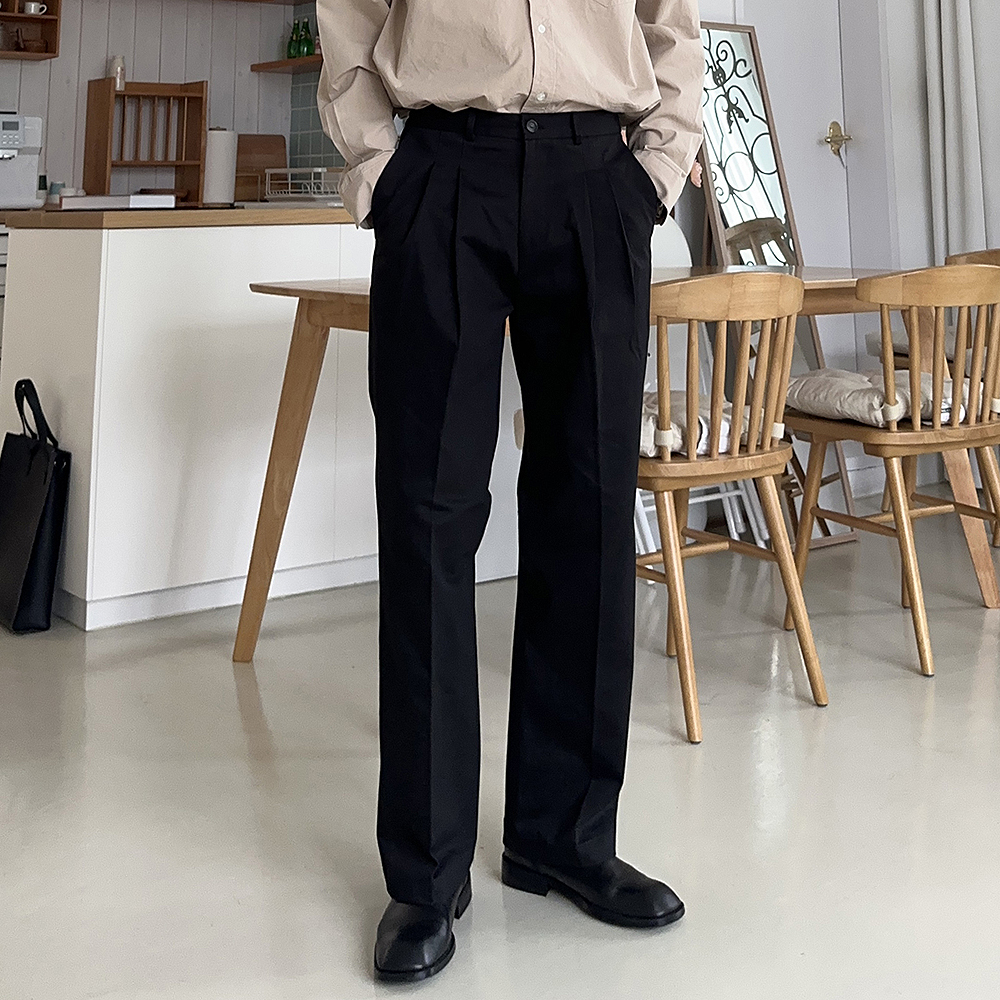 남자 와이드팬츠 밴딩 치노 팬츠 남자면바지 - 상세 이미지 5