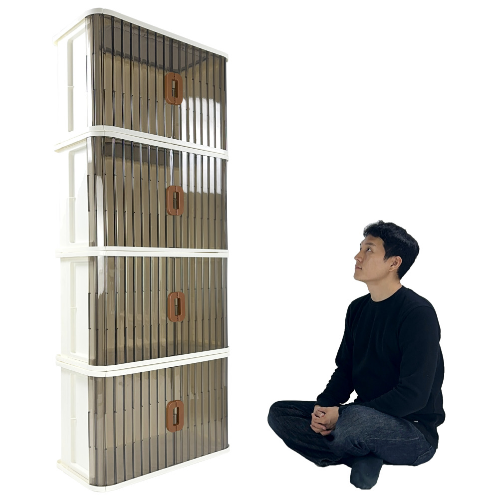 올지 슬라이딩 리빙박스 대형 투명 옷 장난감 수납함 펜트리 정리함 60x37x41cm, 68L, 2개 이미지 7