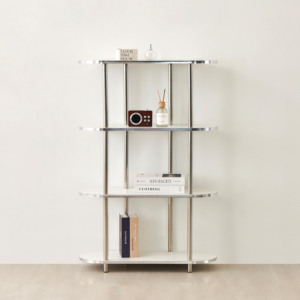 이노센트 블링 미드센츄리 모듈형 조립식 수납 선반장 600, 4단, 화이트+스틸