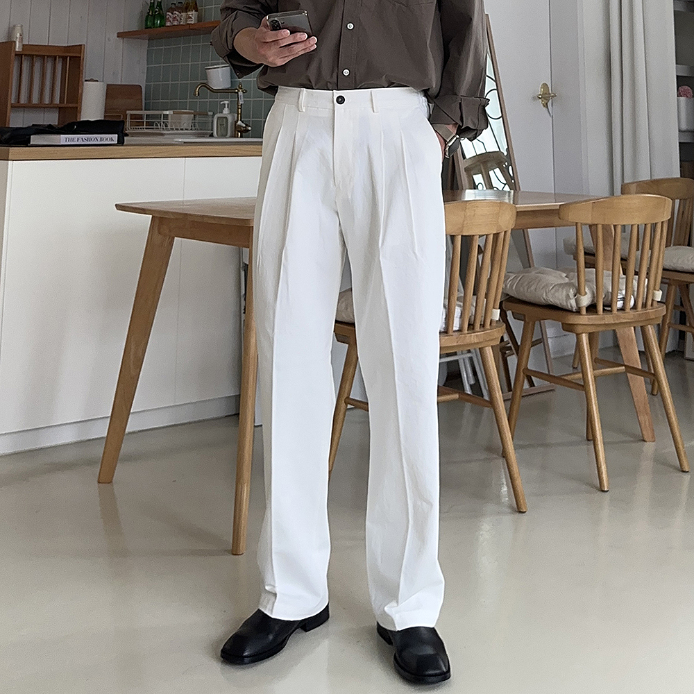 남자 와이드팬츠 밴딩 치노 팬츠 남자면바지 - 상세 이미지 4