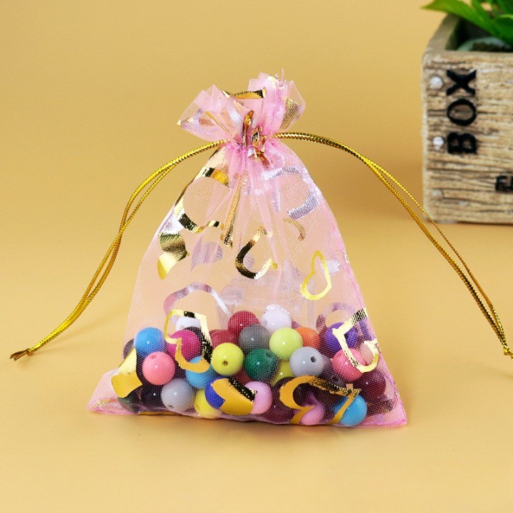망사주머니 포푸리 11x16cm 선물 포장 하트 복 주머니 - 상세 이미지 3