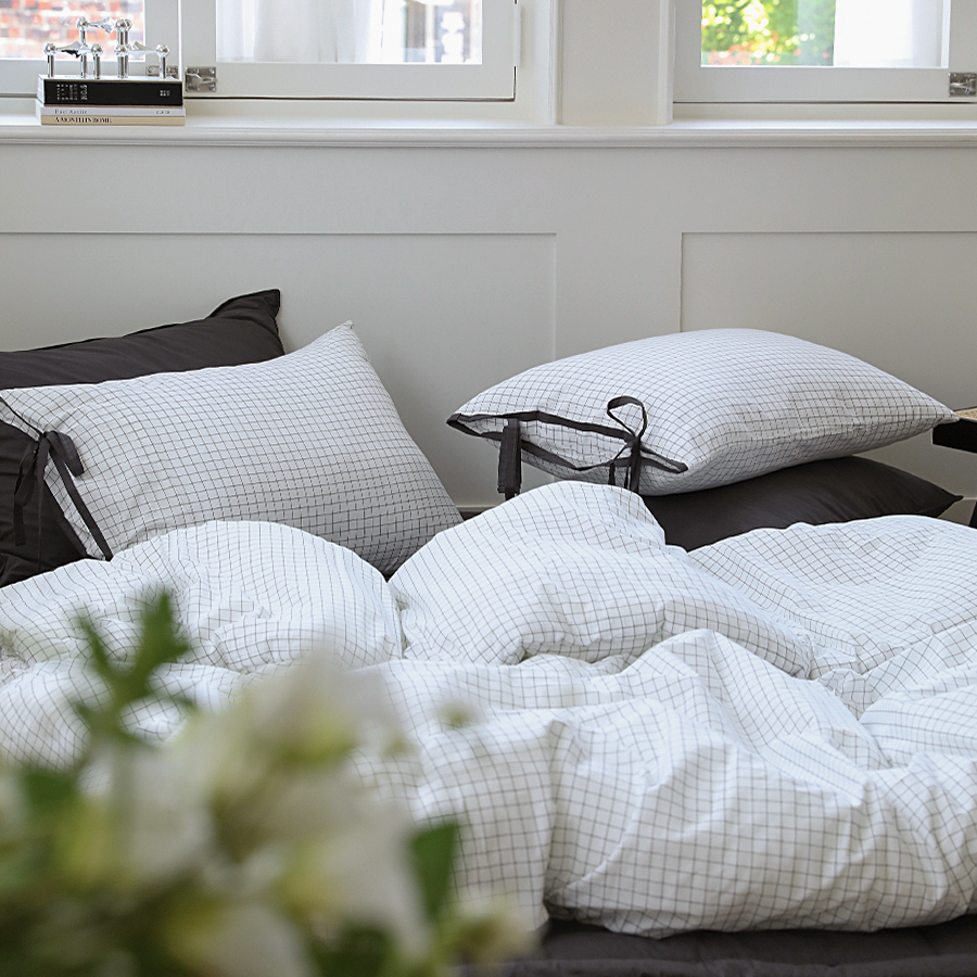 사계절 차렵이불 순면60수 이음선없는 광폭 호텔식 옥수수솜 더블 체크 이불 SS