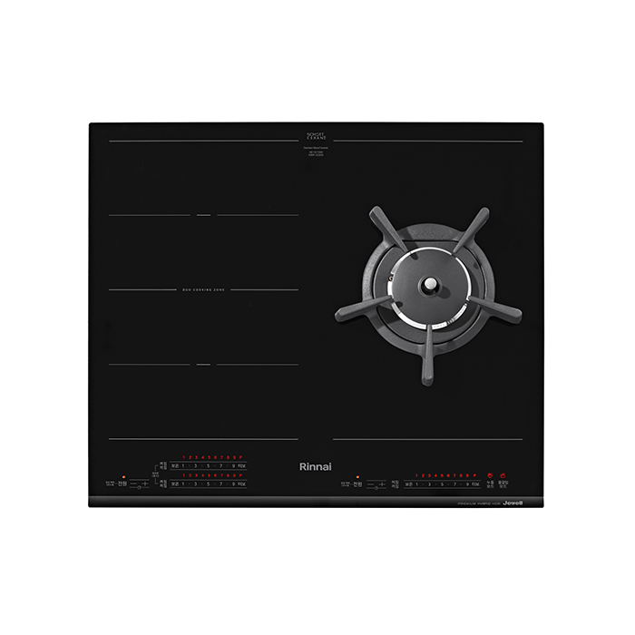 린나이 쥬벨 독일 직수입 쇼트사 3구 가스 하이브리드 인덕션 올파워 듀오존 터치식 레인지