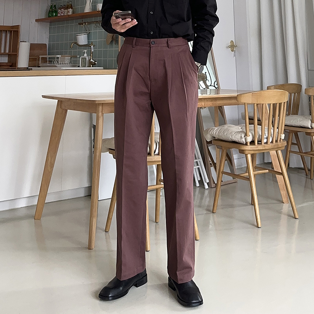 남자 와이드팬츠 밴딩 치노 팬츠 남자면바지 - 상세 이미지 3