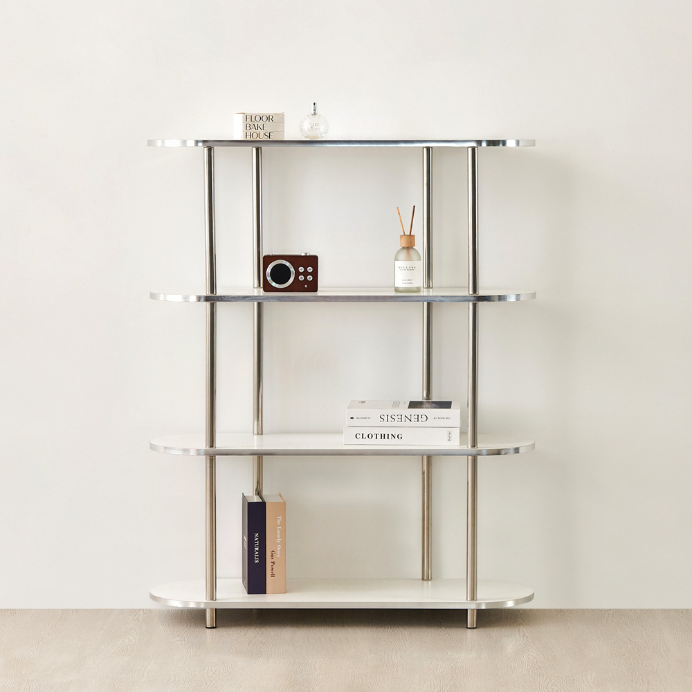 이노센트 블링 미드센츄리 모듈형 조립식 수납 선반장 1000, 4단, 화이트+스틸