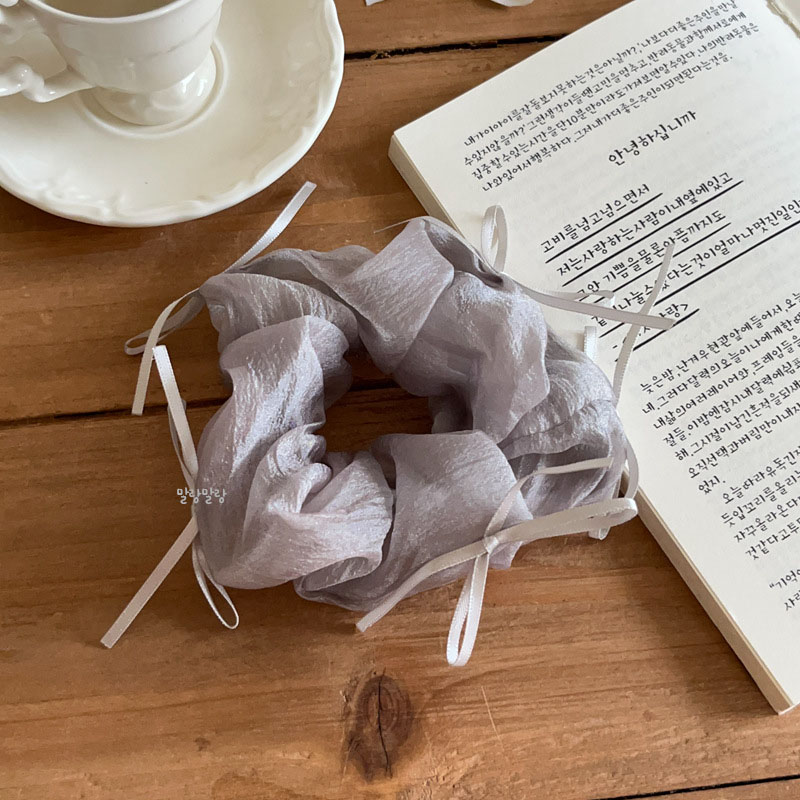 쉬폰 스크런치 똥머리밴드 헤어곱창 리본 포니테일머리끈 - 상세 이미지 5