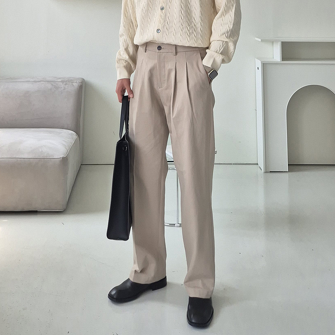 남자 와이드팬츠 밴딩 치노 팬츠 남자면바지