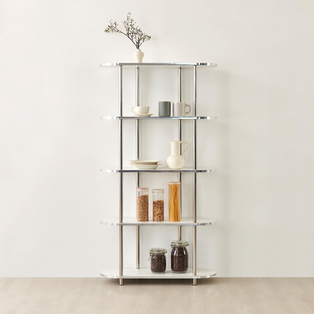 이노센트 블링 미드센츄리 모듈형 조립식 수납 선반장 800, 5단, 화이트+스틸