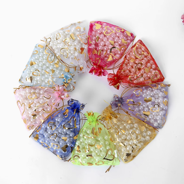 망사주머니 포푸리 7x9cm 선물 포장 하트 복 주머니 - 상품 이미지