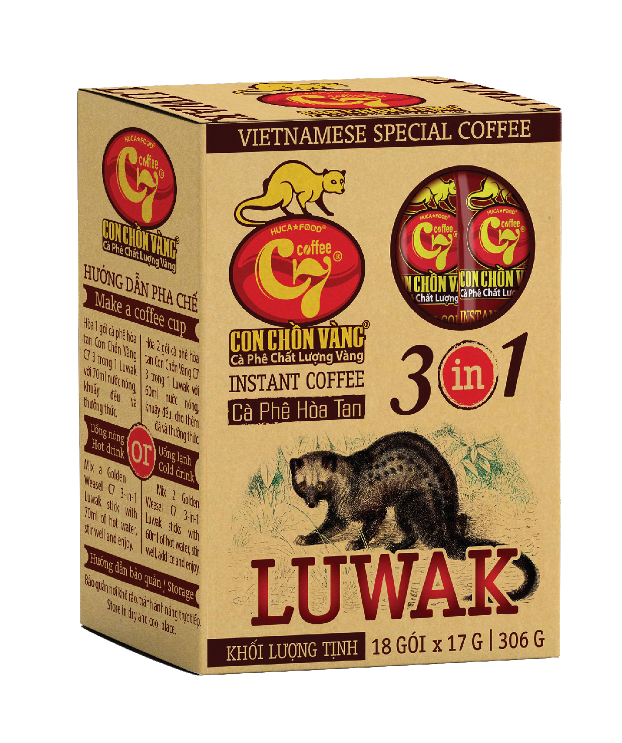 루왁커피 베트남 C7 인스턴트 위즐커피 족제비커피 18스틱 17g 306g