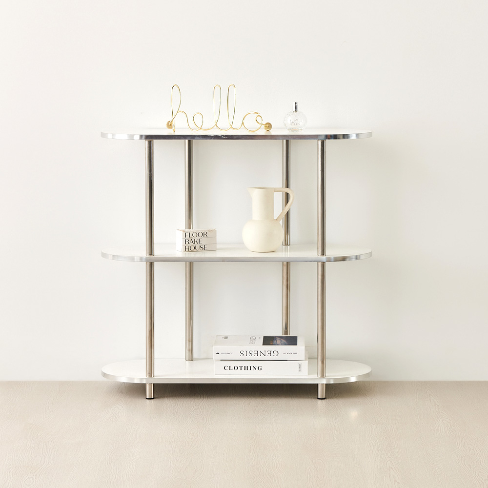 이노센트 블링 미드센츄리 모듈형 조립식 수납 선반장 800, 3단, 화이트+스틸