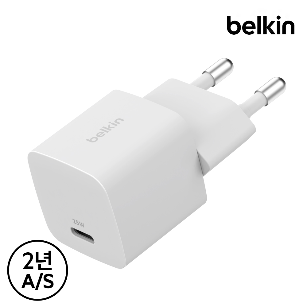 벨킨 25W USB-C PD 3.1 PPS 초소형 고속 충전기 1M 케이블 포함 USB IF 인증 WCA012WH 아이폰17 갤럭시 S26 호환 이미지 2