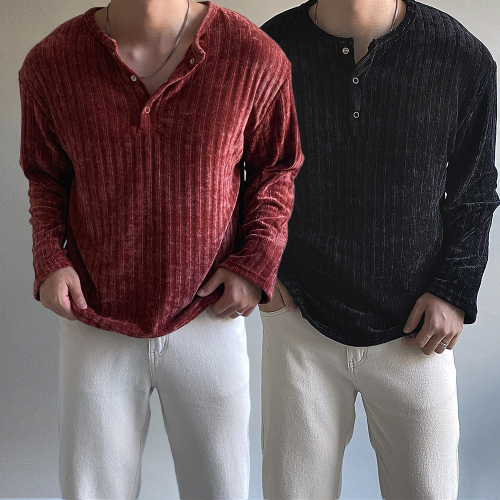 헨리넥긴팔 헨리넥티셔츠 머슬핏헨리넥 - 메인 이미지