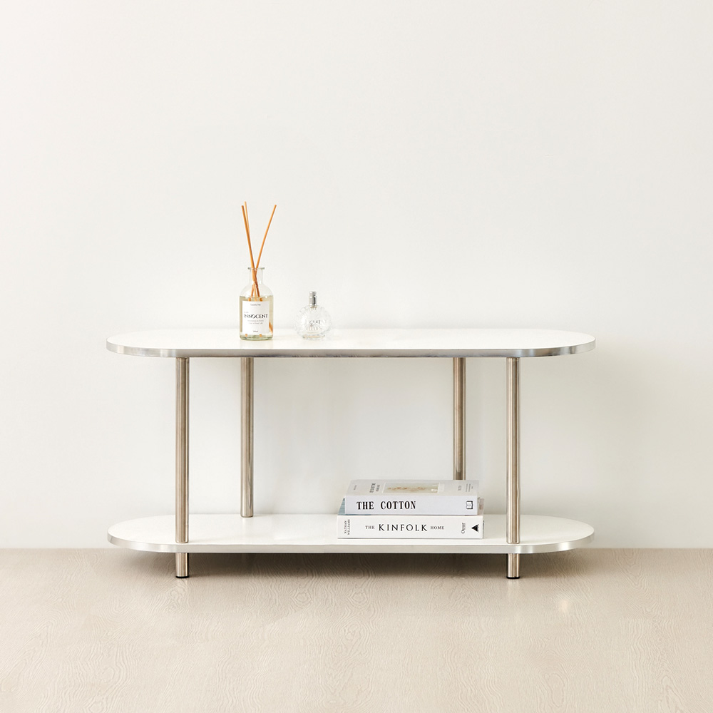 이노센트 블링 미드센츄리 모듈형 조립식 수납 선반장 1000, 2단, 화이트+스틸