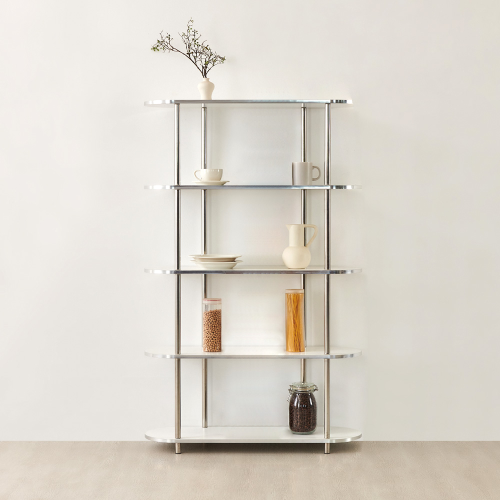 이노센트 블링 미드센츄리 모듈형 조립식 수납 선반장 1000, 5단, 화이트+스틸