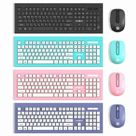 마이크로닉스 MANIC KM330 무선 슬림 키보드 마우스 합본 (핑크)