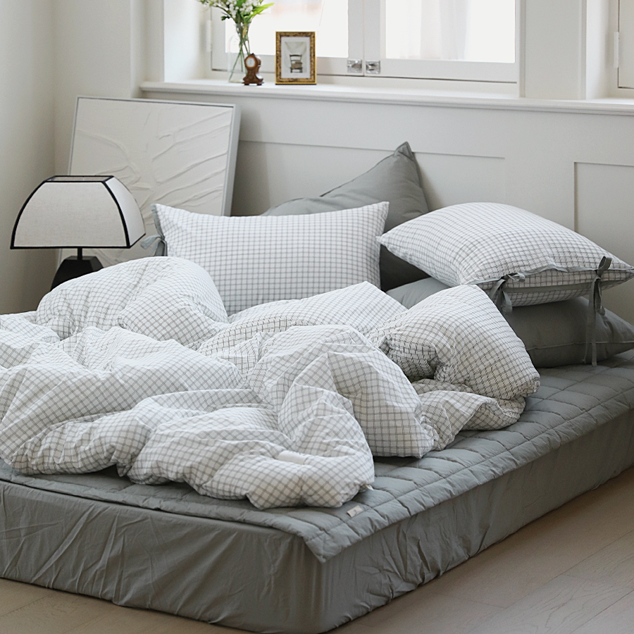 사계절 차렵이불 순면60수 이음선없는 광폭 호텔식 옥수수솜 더블 체크 이불 SS