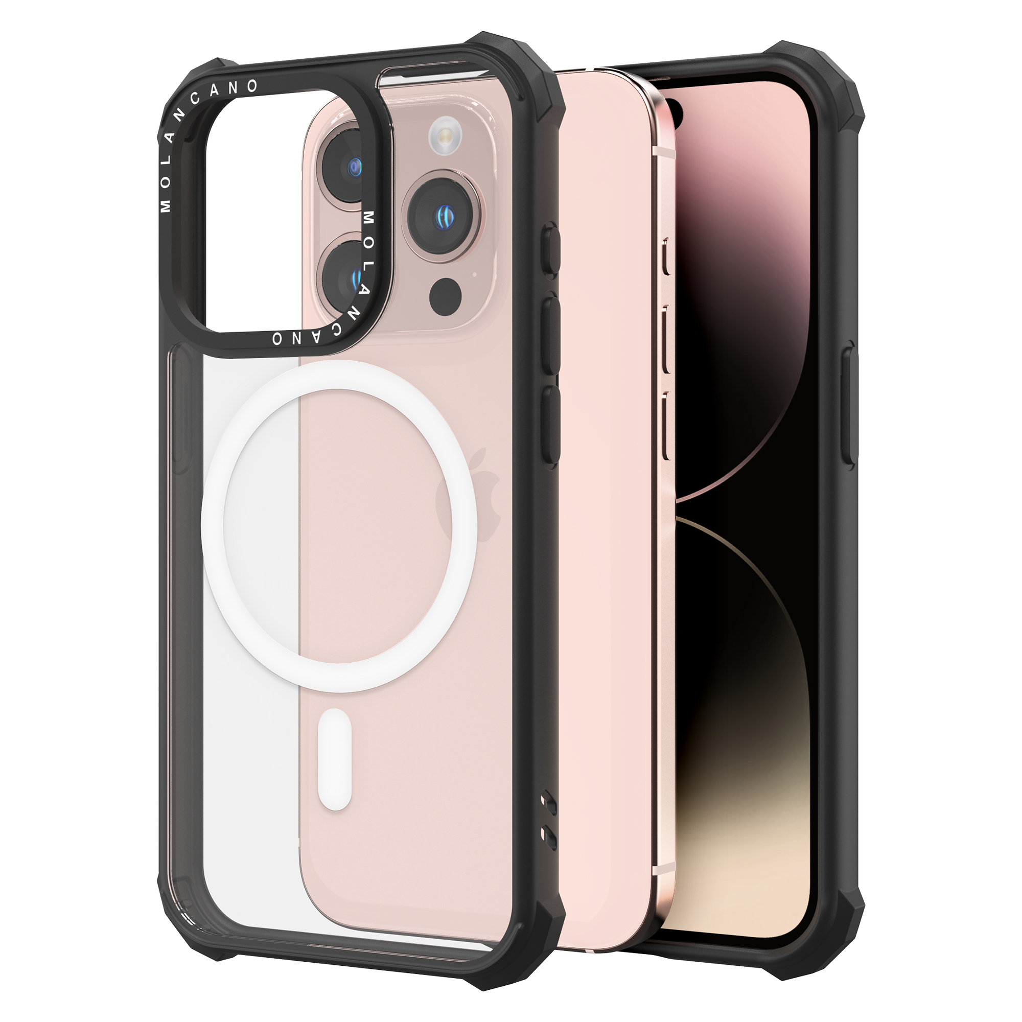 모란카노 임팩트 시그니처 맥세이프 에어쿠션 범퍼 케이스 투명, 아이폰16프로