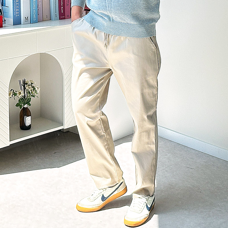 남성밴딩면바지 치노팬츠 스판 빅사이즈 일자 테이퍼드