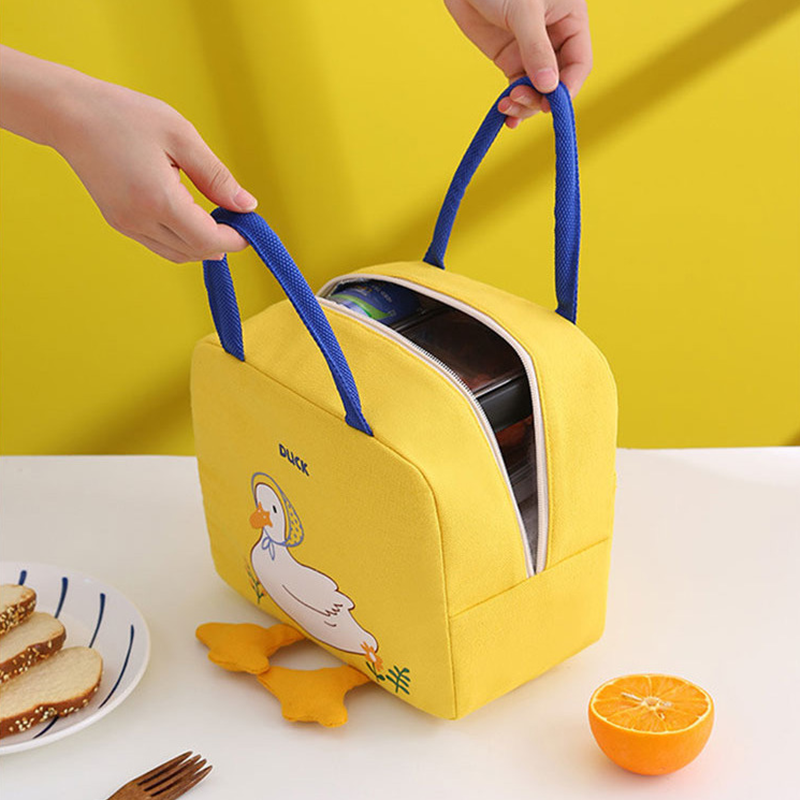 귀여운 오리 보온 보냉백 도시락 가방 캐릭터 아기 학생 런치백 파우치